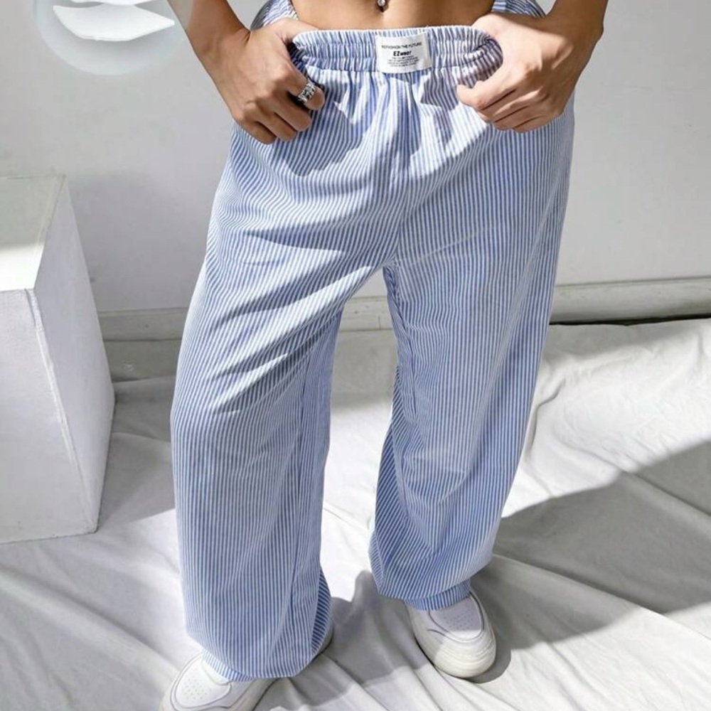 Blue Striped Pants